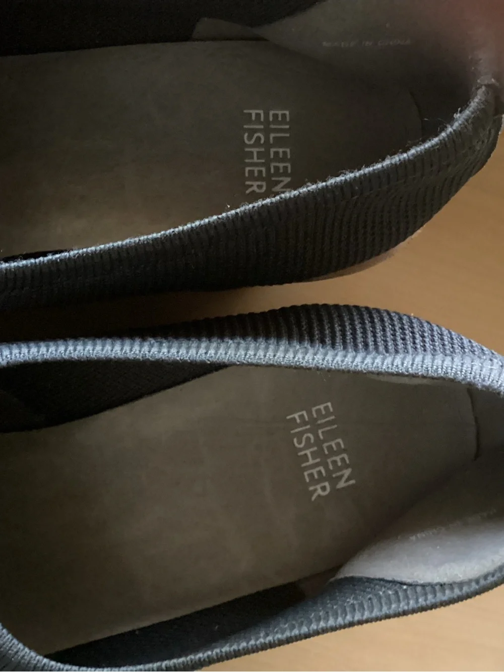Eileen Fisher 9 1/2 M Charcoal Platform Slip-On Wedges NEW